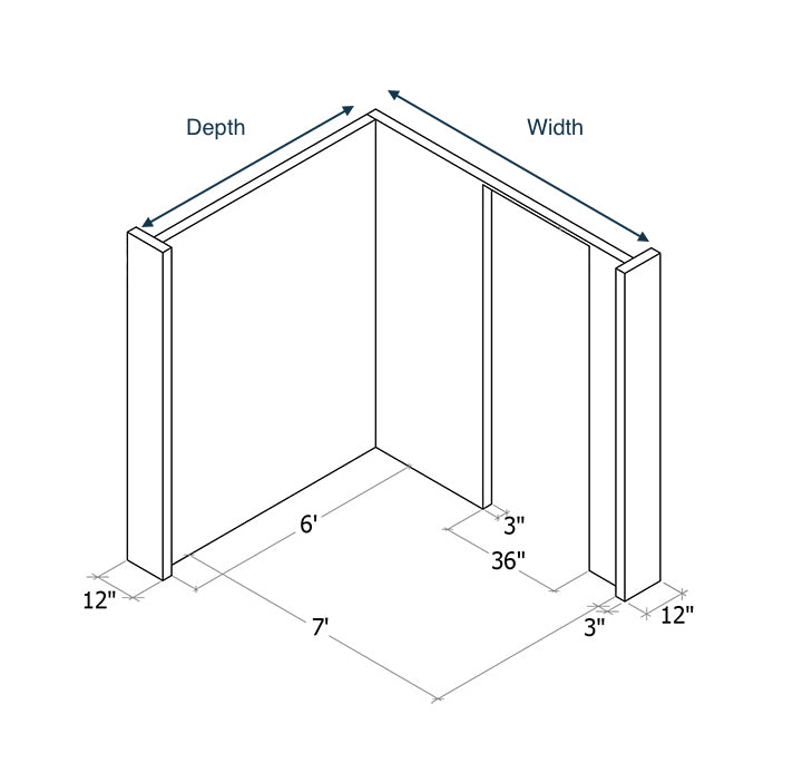 Partition Depth Freestanding L-Shaped Partition Wall With Door | Free Shipping | ⭐️ 4.8 ...