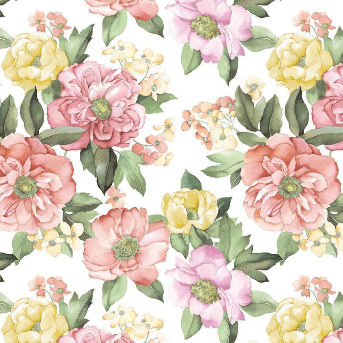 Watercolor Floral Bouquet Peel and Stick Wallpaper